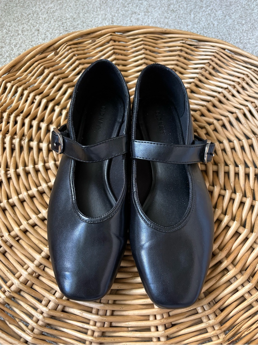 Old Navy Black Jack Mary Jane Ballet Flats Square Toe Adjustable Strap Size 8 - Picture 4 of 9